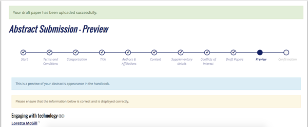 Preview your abstract submission